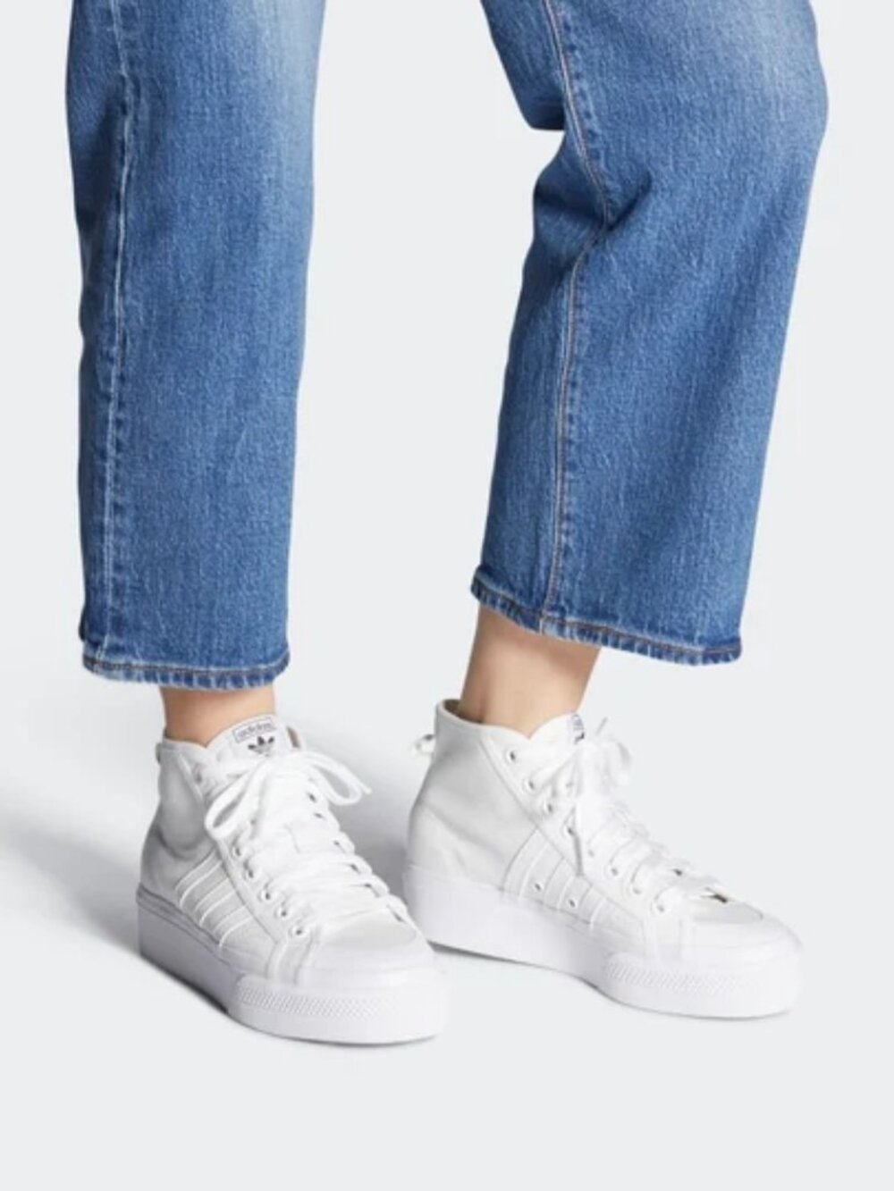 Adidas White Platform Nizza Mid High-Top Sneakers Women's Size US 9